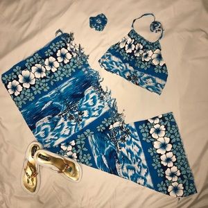 Coconut Pier Hawaiian Print Sarong & Top